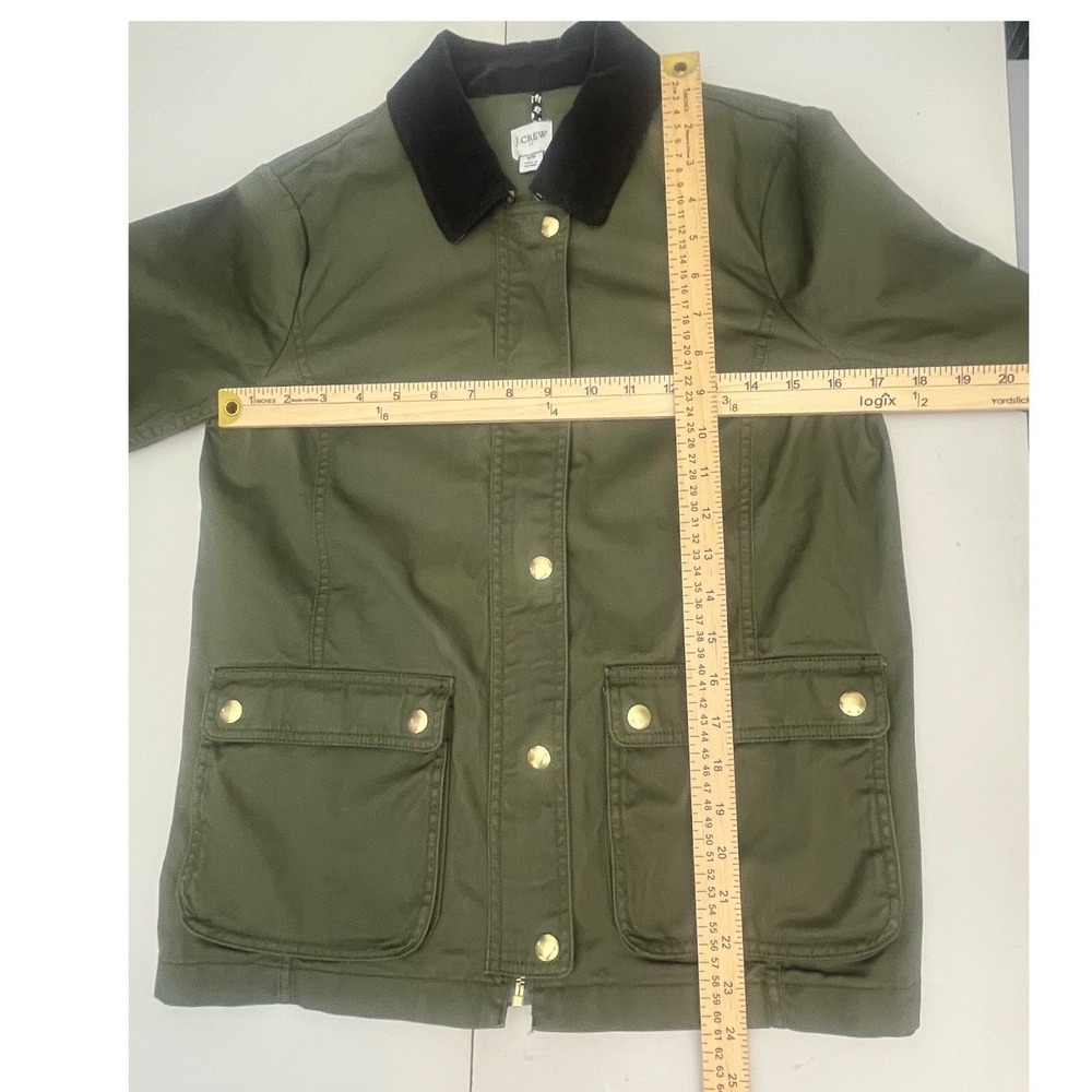J.Crew Womens Olive Green Cotton Corduroy Collar Field Utility Jacket XS - Picture 12 of 12